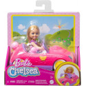 BARBIE SET CHELSEA E VEICOLO PLAYSET CON BAMBOLA CHELSEA BIONDA CON GONNA E SCARPE MACCHININA DECAPPOTTABILE A TEMA ORSO