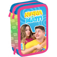 ASTUCCIO SCUOLA 3 ZIP A LIBRO NINNA E MATTI 44PZ.18MATITE 4.0MM 18PENNARELLI+PENNA CANCELLABILE+PENNA 6COL.+6 ACCESSORI