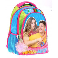 NINNA E MATTI ZAINO SCUOLA POM POM ZAINETTO ORGANIZZATO 32X21X42CM 3 ZIP MULTICOLOLOR FUCSIA MULTICOLOR MARICART ITALY