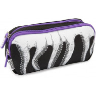 ASTUCCIO PORTATUTTO 2 ZIP 2 SCOMPARTI SCUOLA E DA VIAGGIO OCTOPUS NERO BIANCO E VIOLA 22X6X14CM GIOCHI PREZIOSI ITALY