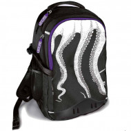 ZAINO SCUOLA ORGANIZZATO OCTOPUS ROUND 32X45X16CM NERO BIANCO E VIOLA 3 SCOMPARTI 3 ZIP GIOCHI PREZIOSI ITALY