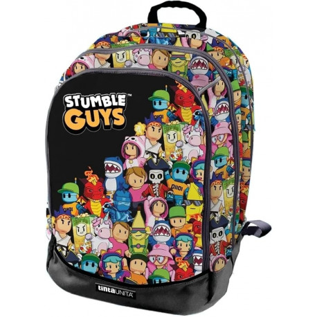 ZAINO DREAM CROSS NERO ORGANIZZATO SCUOLA STUMBLE GUYS 39X23X44CM 3 ZIP 38L 3 SCOMPARTI OFFICIAL PRODUCT TINTA UNITA