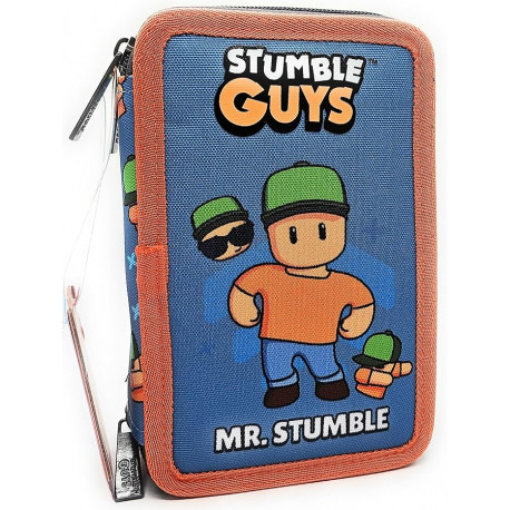 ASTUCCIO SCUOLA 3 ZIP A LIBRO STUMBLE GUYS MR.STUMPLE CONTIENE 44PZ ACCESSORI SCUOLA PER DISEGNO E COLORI MARICART ITALY