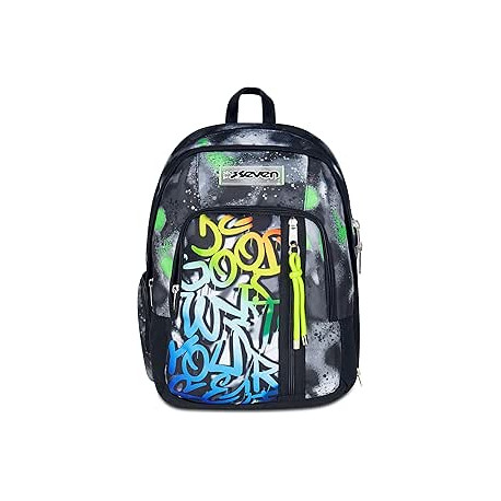 SEVEN ZAINO SCUOLA DUAL DETACH DOPPIO SCOMPARTO 1 STACCABILE ZAINO SPRINT PAINT BOY 30X44X24CM 32L TASCHE PC E BORRACCIA