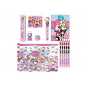 SET SCUOLA HELLO KITTY ASTUCCIO C/PENNA 10 COLORI 5 MATITE COLOR LIBRO STICKERS RIGHELLO GOMMA TEMPERINO SANRIO ORIGINAL