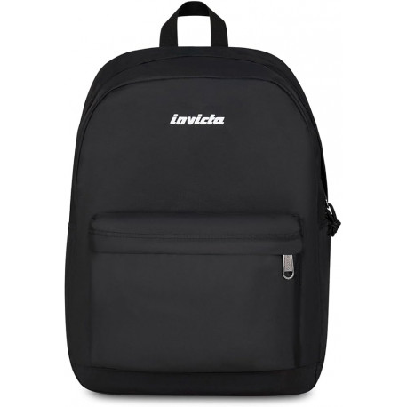 ZAINO SCUOLA INVICTA CARLSON NERO PLAIN GRS BACKPACK 42X30X18CM 1ZIP MONOSCOMPARTO TASCA PC GARANZIA 4 ANNI SEVEN ITALY