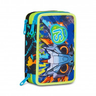 SEVEN ASTUCCIO SCUOLA 3 ZIP A LIBRO SJ GANG LED LOCK BOY 45PZ.PENNA CANCELLABILE FRIXION+PASTELLI+ACCESSORI SEVEN JUNIOR