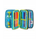 SEVEN ASTUCCIO SCUOLA 3 ZIP A LIBRO SJ GANG LED LOCK BOY 45PZ.PENNA CANCELLABILE FRIXION+PASTELLI+ACCESSORI SEVEN JUNIOR