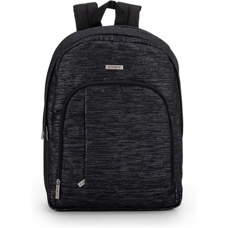 ZAINO SCUOLA ORGANIZZATO COMIX LUREX NERO GLITTER 32X43X23CM 31L 3 ZIP 2 TASCHE CON ZIP PANINI SCUOLA ITALY