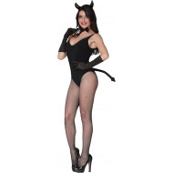 SET DIAVOLETTA NERA SEXY 3PZ DIADEMA CON CORNA CODA E PAPILLON PER FESTE E TRAVESTIMENTI DI HALLOWEEN CARNEVALE E PARTY