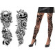 COLLANT NERI CON TATUAGGI HORROR TG UN 112/160CM ADULTI PER TRAVESTIMENTI DI HALLOWEEN E CARNEVALE SPETTACOLI