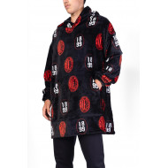 PONCHO IN PILE AC MILAN TG.U MANTELLO CON CAPPUCCIO E MANICHE PER ADULTI 100% POLIESTERE OFFICIAL PRODUCT HERMET ITALY