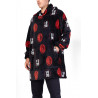 PONCHO IN PILE AC MILAN TG.U MANTELLO CON CAPPUCCIO E MANICHE PER ADULTI 100% POLIESTERE OFFICIAL PRODUCT HERMET ITALY