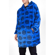 PONCHO IN PILE FC INTERNAZIONALE TG.U MANTELLO CON CAPPUCCIO E MANICHE PER ADULTI 100% POLIESTERE OFFICIAL PRODUCT HERME