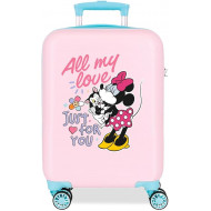 TROLLEY ABS 4 RUOTE MINNIE ALL MY LOVE ROSA BLU DISNEY 37X55X20CM VALIGIA BAGAGLIO A MANO DOPPIA CHIUSURA A COMBINAZIONI