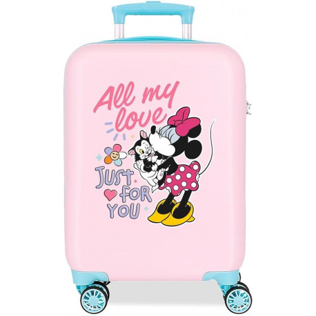 TROLLEY ABS 4 RUOTE MINNIE ALL MY LOVE ROSA BLU DISNEY 37X55X20CM VALIGIA BAGAGLIO A MANO DOPPIA CHIUSURA A COMBINAZIONI