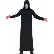 COSTUME MONACO OSCURO TUNICA NERA CON CAPPUCCIO TG UN PER TRAVESTIMENTI DI HALLOWEEN CARNEVALE HORROR NO MASCHERA