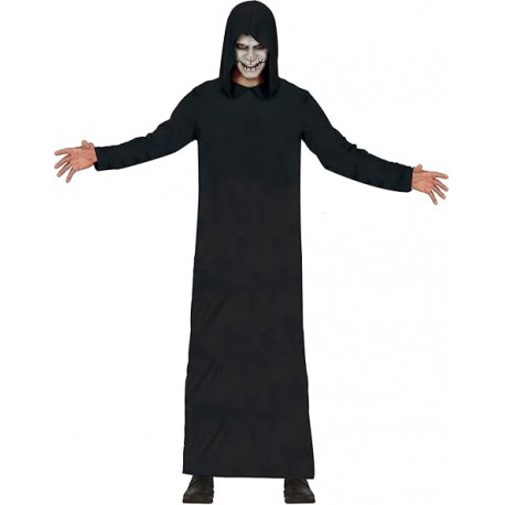 COSTUME MONACO OSCURO TUNICA NERA CON CAPPUCCIO TG UN PER TRAVESTIMENTI DI HALLOWEEN CARNEVALE HORROR NO MASCHERA
