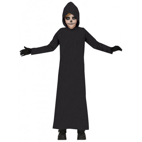 VESTITO MONACO OSCURO 5/6 ANNI TUNICA NERA CON CAPPUCCIO PER TRAVESTIMENTI DI HALLOWEEN CARNEVALE NO MASCHERA