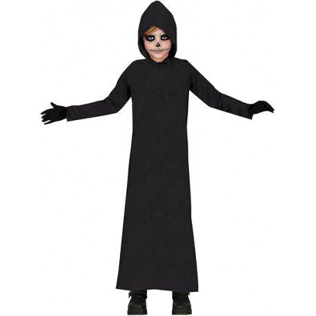 VESTITO MONACO OSCURO 7/9 ANNI TUNICA NERA CON CAPPUCCIO PER TRAVESTIMENTI DI HALLOWEEN CARNEVALE NO MASCHERA