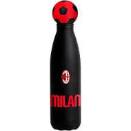 SEVEN BORRACCIA TERMICA AC MILAN TAPPO A FORMA DI PALLONE BOTTLE 500ML ACCIAIO INOX304 FREDDO CALDO T.STAGNA BPA FREE