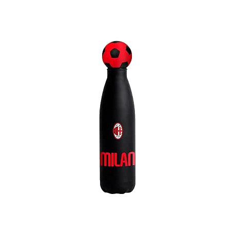 SEVEN BORRACCIA TERMICA AC MILAN TAPPO A FORMA DI PALLONE BOTTLE 500ML ACCIAIO INOX304 FREDDO CALDO T.STAGNA BPA FREE