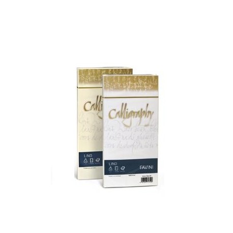 BOX 25 BUSTE LINO CALLIGRAFY LINO COLORE AVORIO CREMA 02.MADE 120G.MQ.110X220MM.MADE IN ITALY