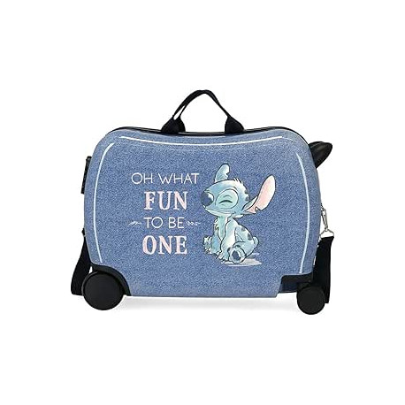 TROLLEY CAVALCABILE 4 RUOTE ABS DISNEY STITCH DANCE IT OU 50X20X38CM VALIGIA DA CABINA LEGGERA CON TRACOLLA REGOLABILE