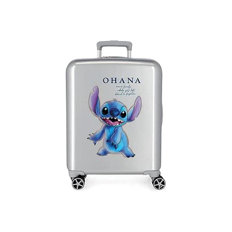 TROLLEY DA VIAGGIO STITCH DISNEY SILVER ABS 4 RUOTE 38X55X20CM VALIGIA BAGAGLIO A MANO DA CABINA CHIUSURE A COMBINAZION