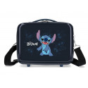 BEAUTY CASE DA VIAGGIO STITCH HAPPY BLU NAVY DISNEY RIGIDO ABS 29X21X15CM TURCHESE CON ELASTICO AGGANCIABILE AL TROLLEY