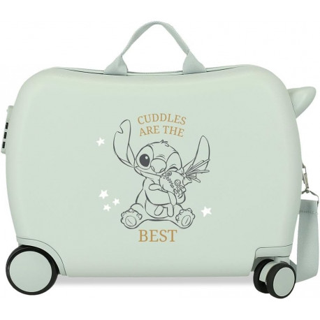 TROLLEY CAVALCABILE 4 RUOTE ABS DISNEY STITCH CUDDLES ARE 50X20X38CM VALIGIA DA CABINA LEGGERA CON TRACOLLA REGOLABILE