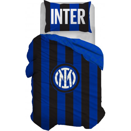 PARURE COPRIPIUMINO 1 PIAZZA FC INTERNAZIONALE OFFICIAL PRODUCT SACCO COPRIPIUMINO 155X200CM FEDERA 50X80CM 100% COTONE