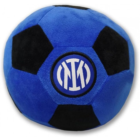 CUSCINO PALLONE FC INTERNAZIONALE ORIGINAL PALLA MORBIDA TONDA DIAMETRO 22CM BLU E NERO CON LOGO PRODOTTO UFFICIALE