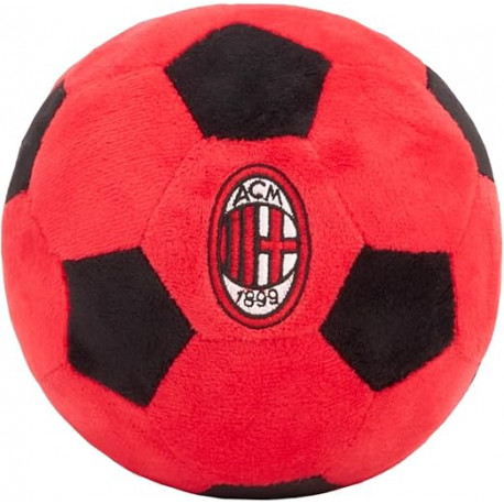 CUSCINO PALLONE AC MILAN ORIGINAL PALLA MORBIDA TONDA DIAMETRO 22CM ROSSO E NERO CON LOGO PRODOTTO UFFICIALE