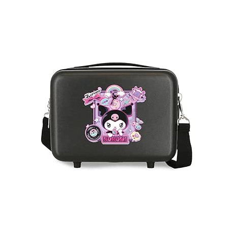 BEAUTY CASE DA VIAGGIO ABS KUROMI WONDER FEST NERO SANRIO HELLO KITTY NECESER 29X21X15CM CON FASCIA AGGANCIO PER TROLLEY