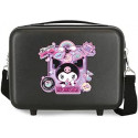 BEAUTY CASE DA VIAGGIO ABS KUROMI WONDER FEST NERO SANRIO HELLO KITTY NECESER 29X21X15CM CON FASCIA AGGANCIO PER TROLLEY