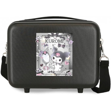 BEAUTY CASE DA VIAGGIO ABS KUROMI CLOSER FEST NERO SANRIO HELLO KITTY NECESER 29X21X15CM CON FASCIA AGGANCIO PER TROLLEY
