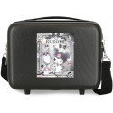 BEAUTY CASE DA VIAGGIO ABS KUROMI CLOSER FEST NERO SANRIO HELLO KITTY NECESER 29X21X15CM CON FASCIA AGGANCIO PER TROLLEY
