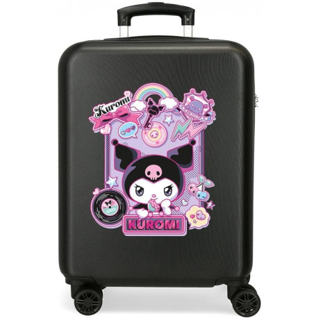 TROLLEY DA VIAGGIO ABS KUROMY WONDER FEST NERO SANRIO HELLO KITTY VALIGIA DA CABINA 38X21X55CM 4 DOPPIE RUOTE