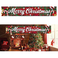 CARTELLO MERRY CHRISTMAS IN TESSUTO 290X50CM BANNER DECORAZIONE BUON NATALE PER FESTE E CELEBRAZIONI NATALIZIE GUIRMA