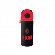 SEVEN AC MILAN BUSTINA SCUOLA CILINDRO IN SILICONE 1 ZIP PARTE SUPERIORE A FORMA DI PALLONE 19X6CM OFFICIAL PRODUCT