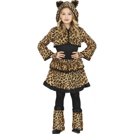 COSTUME CARNEVALE BAMBINA LEOPARDO 3/4ANNI VESTITO COMPLETO GIACCA C/CAPPUCCIO CAMICIA GUANTI SCALDAMUSCOLI NO ACCESSORI
