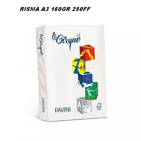 RISMA A3 250 FOGLI CARTONCINO BIANCO 160G.MQ.29,7X42CM.LE CIRQUE MADE IN ITALY