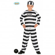 COSTUME CARNEVALE BABY 3/4 ANNI PRIGIONIERO/DETENUTO VESTITO A RIGHE COMPLETO DI CAMICIA PANTALONE CAPPELLO NO ACCESSORI