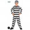 COSTUME CARNEVALE BABY 5/6 ANNI PRIGIONIERO/DETENUTO A RIGHE ORIZZONTALI VESTITO COMPLETO DI CAMICIA/PANTALONE/CAPPELLO