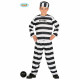 COSTUME CARNEVALE PRIGIONIERO 10/12 ANNI VESTITO COMPLETO T-SHIRT/PANTALONI/CAPPELLO DA DETENUTO CARCERATO NO ACCESSORI