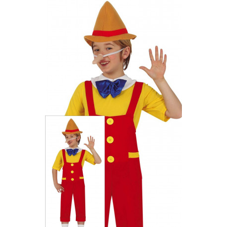 COSTUME CARNEVALE BURATTINO DI LEGNO 3/4 ANNI VESTITO COMPLETO 5 PZ.PER TRAVESTIMENTI A TEMA FILM PINOCCHIO NO ACCESSORI