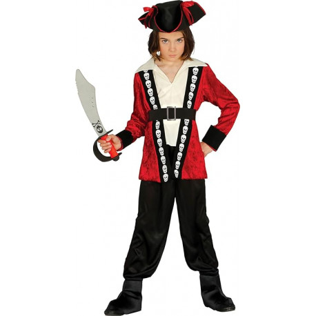COSTUME CARNEVALE PIRATA TESCHI 14/16ANNI VESTITO COMPLETO GIACCA PANTALONE CINTURA E CAPPELLO JACK SPARROW NO ACCESSORI