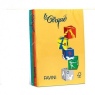 RISMA A4 500 FOGLI CARTA COLORATA FAVINI LE CIRQUE 80GR.MQ.210X297MM.5 COLORI FORTI.FAVINI MADE IN ITALY