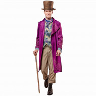 COSTUME CARNEVALE WILLY WONKA L50/52 VESTITO FABRICA DI CIOCCOLATO CAPPOTTO GILET PANTALONI SCIARPA CAPPELLO NO ACCESSO